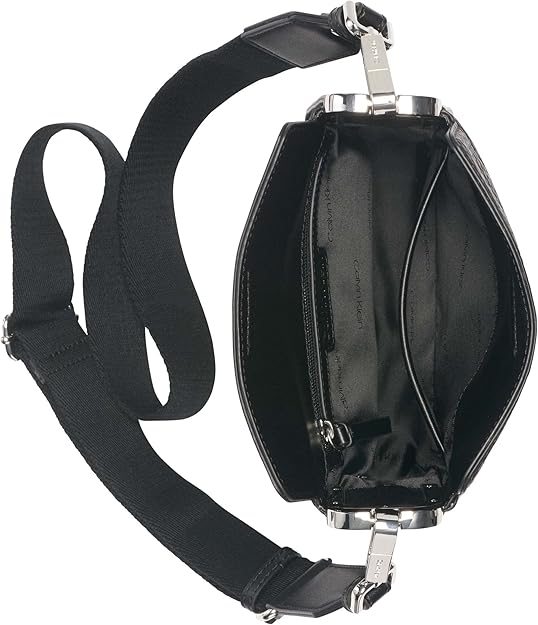 Calvin Klein Women's Vegan Leather Fay Crossbody Shoulder Bag Black