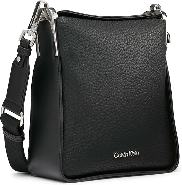 Calvin Klein Women's Vegan Leather Fay Crossbody Shoulder Bag Black