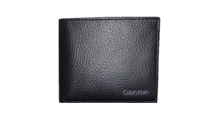 Calvin Klein Men's RFID Pebbled Leather Bifold Passcase ID Wallet Black
