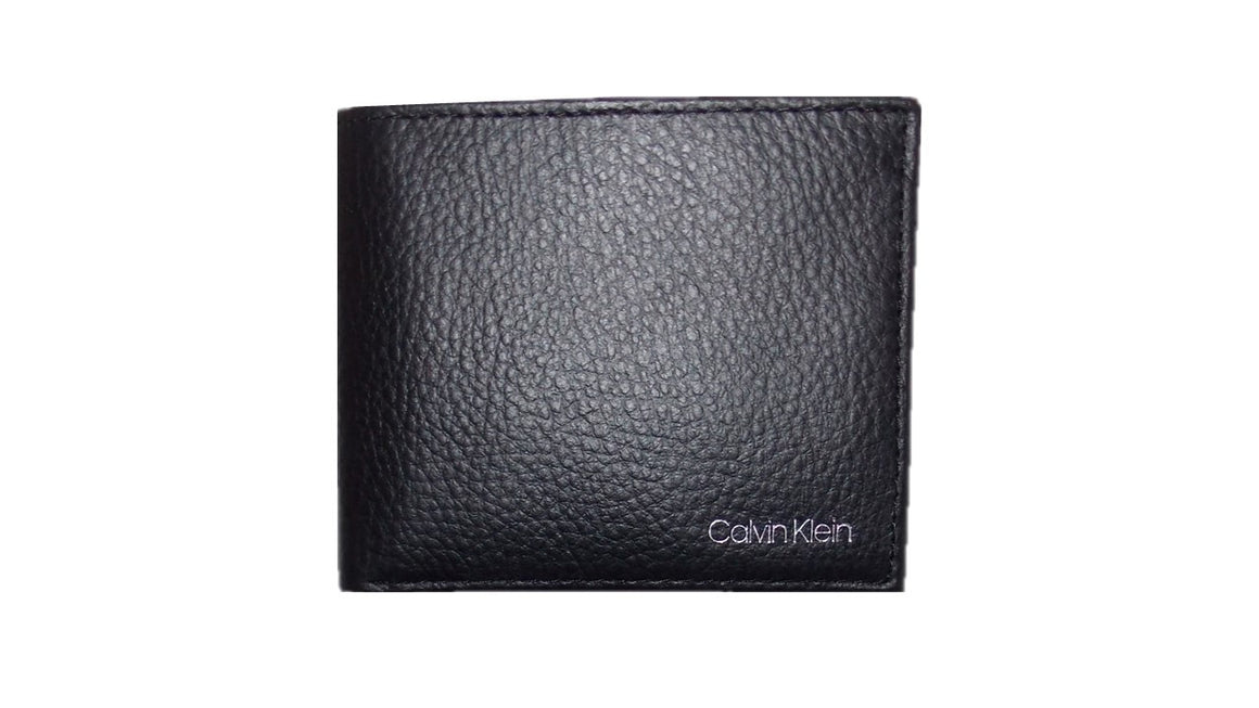 Calvin Klein Men's RFID Pebbled Leather Bifold Passcase ID Wallet Black