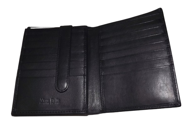 Cappelletti Men's Nappa Leather Hipster Credit Card Wallet Black