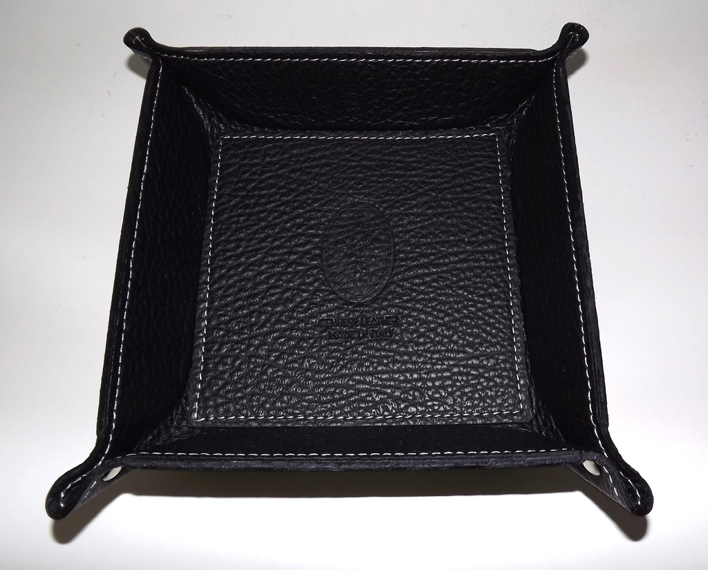 Firenze Italia Tuscan Pebbled Leather Dresser Top Jewelry Valet Tray Black Firenze Italia Tuscan Pebbled Leather Dresser Top Jewelry Valet Tray Black