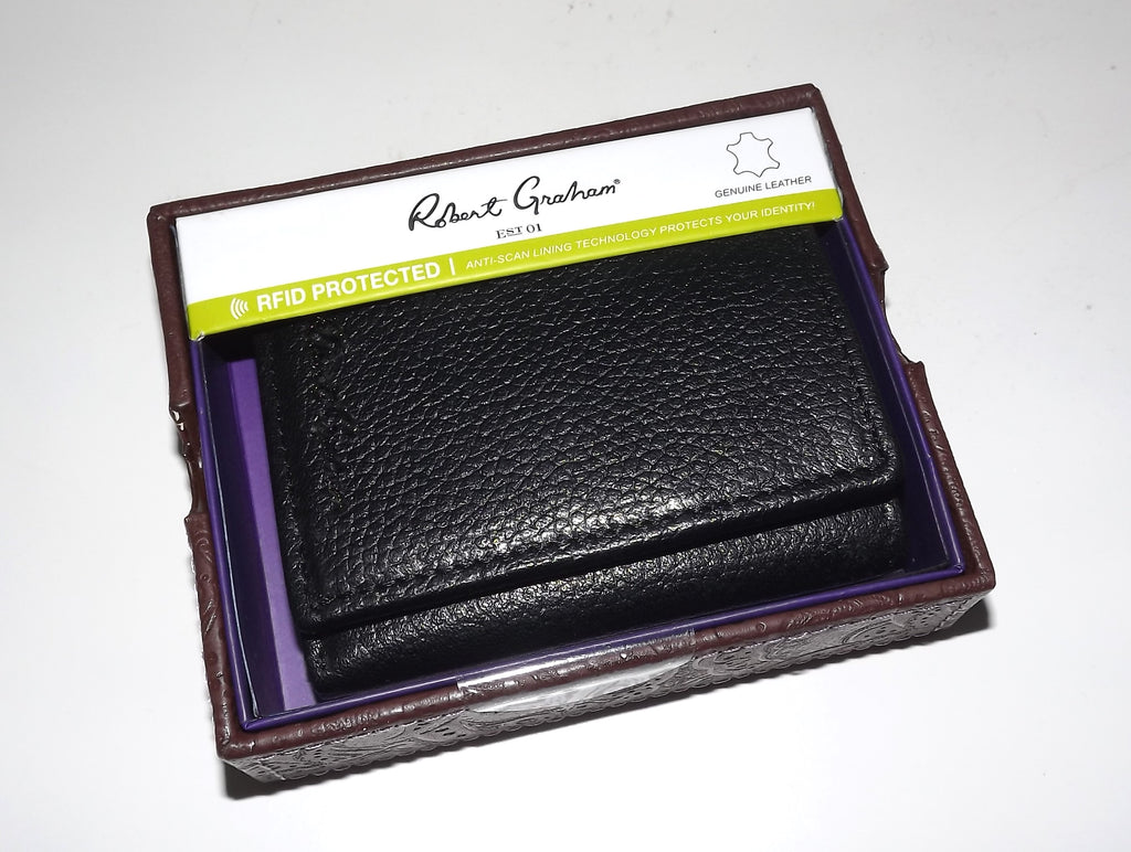 Robert Graham Men's Leather RFID Trifold Wallet Black