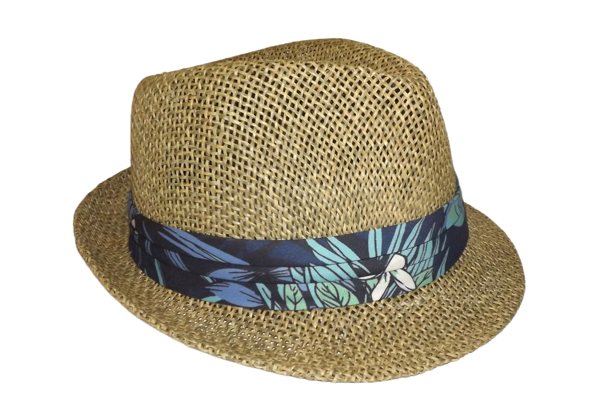 Daniel Cremieux Unisex Woven Straw Fedora Hat with Blue Floral Daniel Cremieux Unisex Woven Straw Fedora Hat with Blue Floral