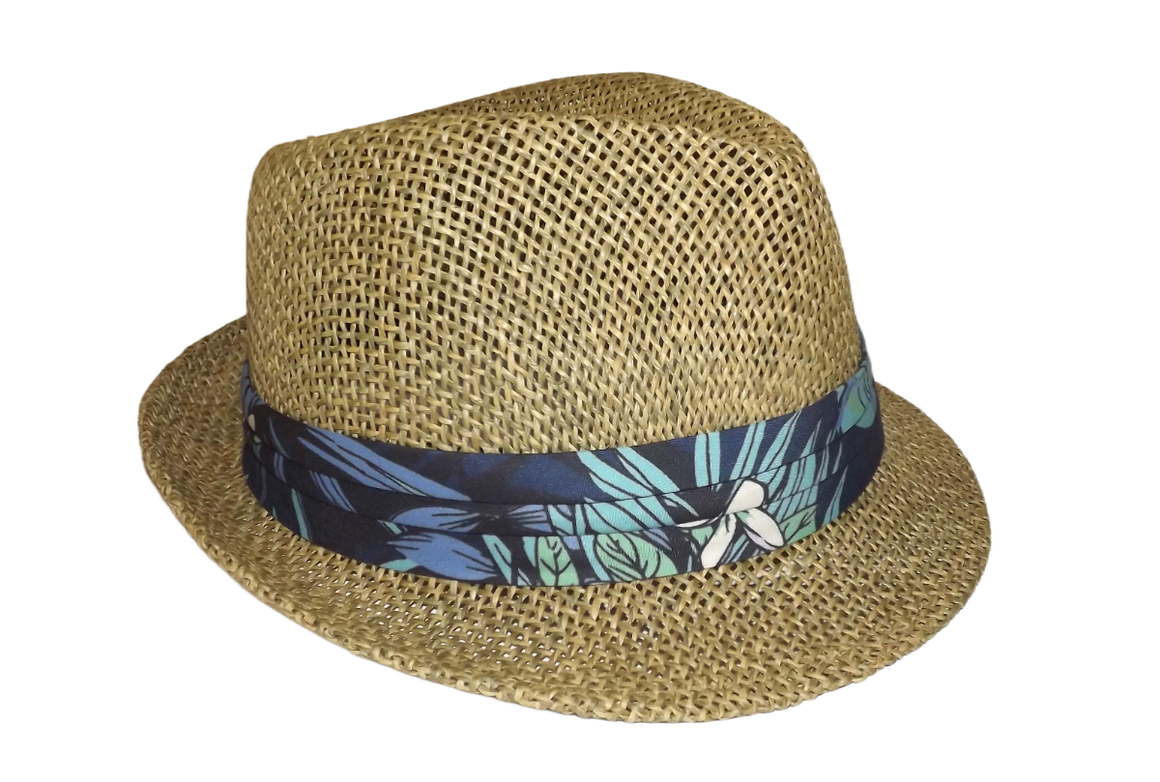 Daniel Cremieux Unisex Woven Straw Fedora Hat with Blue Floral Band