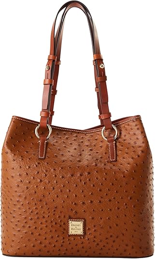 Dooney & Bourke Briana Ostrich Embossed Leather Shoulder Bag Caramel