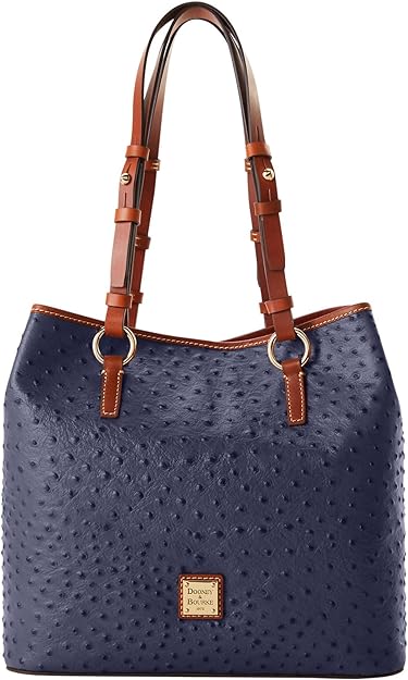 Dooney & Bourke Briana Ostrich Embossed Leather Shoulder Bag Steel Blue