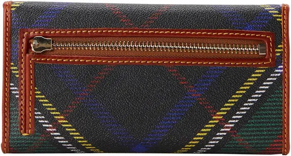 Dooney & Bourke Women's Tartan Plaid Continental Clutch Wallet Charcoal