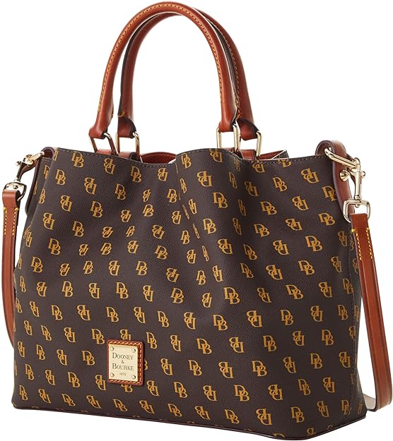 Dooney & Bourke Women's Gretta Monogram Barlow Satchel Handbag Brown