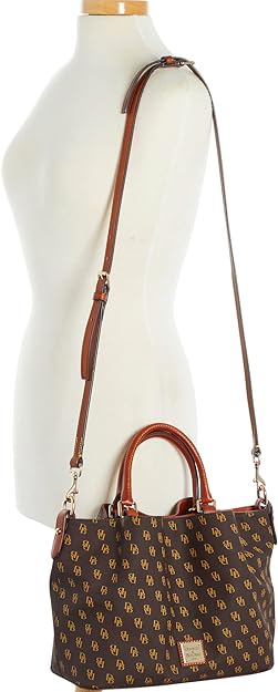 Dooney & Bourke Women's Gretta Monogram Barlow Satchel Handbag Brown