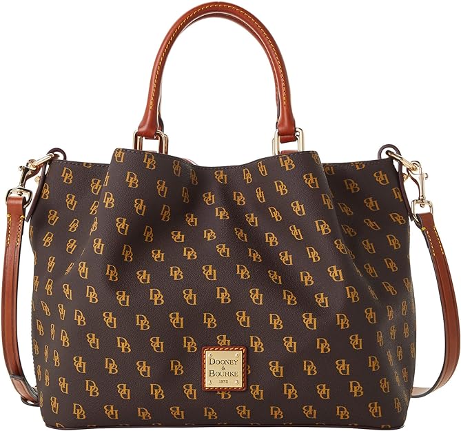 Dooney & Bourke Women's Gretta Monogram Barlow Satchel Handbag Brown