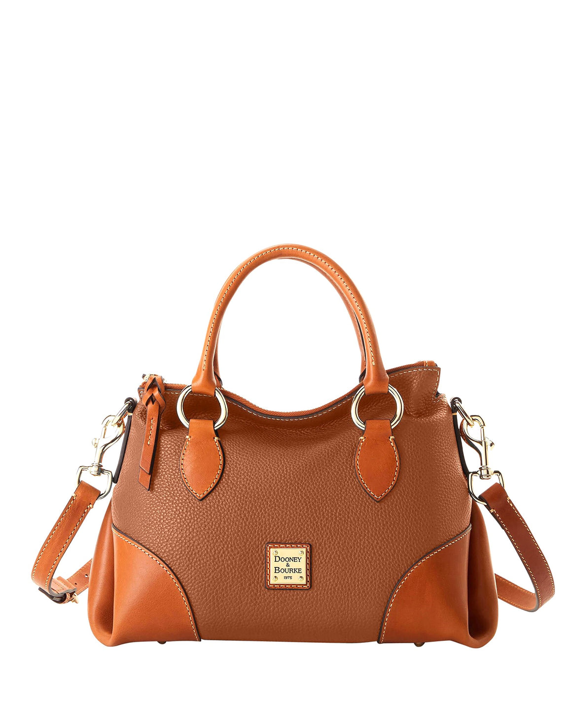 Dooney & Bourke Pebbled Grain Leather Satchel 30 Crossbody Shoulder Bag Caramel