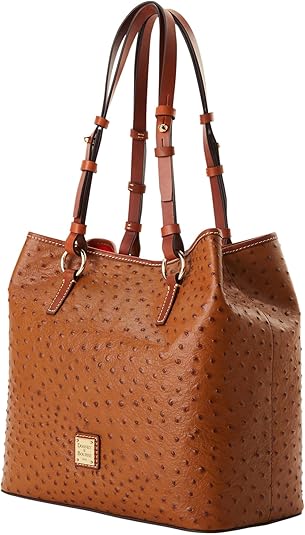 Dooney & Bourke Briana Ostrich Embossed Leather Shoulder Bag Caramel