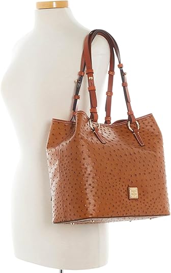 Dooney & Bourke Briana Ostrich Embossed Leather Shoulder Bag Caramel