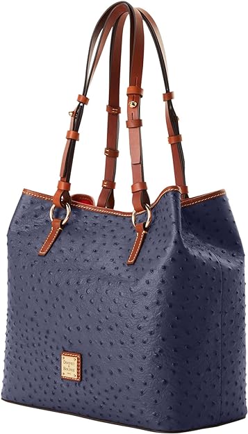 Dooney & Bourke Briana Ostrich Embossed Leather Shoulder Bag Steel Blue