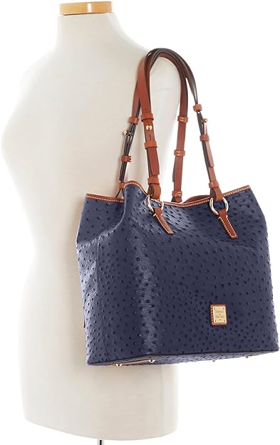 Dooney & Bourke Briana Ostrich Embossed Leather Shoulder Bag Steel Blue