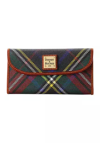 Dooney & Bourke Women's Tartan Plaid Continental Clutch Wallet Charcoal