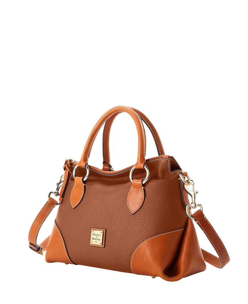 Dooney & Bourke Pebbled Grain Leather Satchel 30 Crossbody Shoulder Bag Caramel