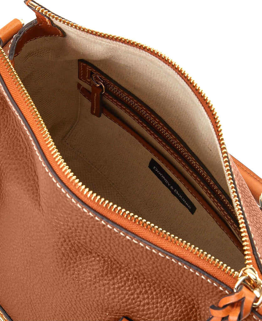 Dooney & Bourke Pebbled Grain Leather Satchel 30 Shoulder Bag Caramel