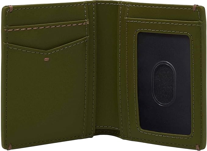 Fossil Men's Vegan Leather Joshua Bifold Front Pocket Wallet Green Moss