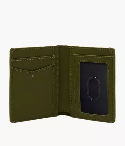 Fossil Men's Vegan Leather Joshua Bifold Front Pocket Wallet Green Moss