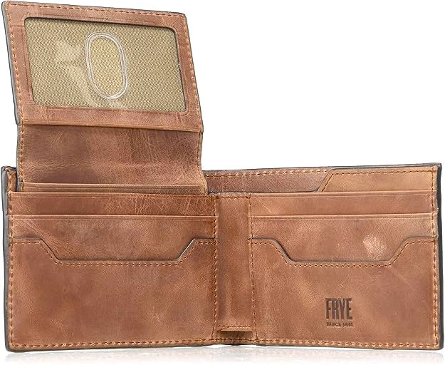 Frye Men's Leather Holden Bifold Passcase ID Wallet Whiskey