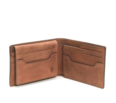 Frye Men's Leather Holden Bifold Passcase ID Wallet Whiskey