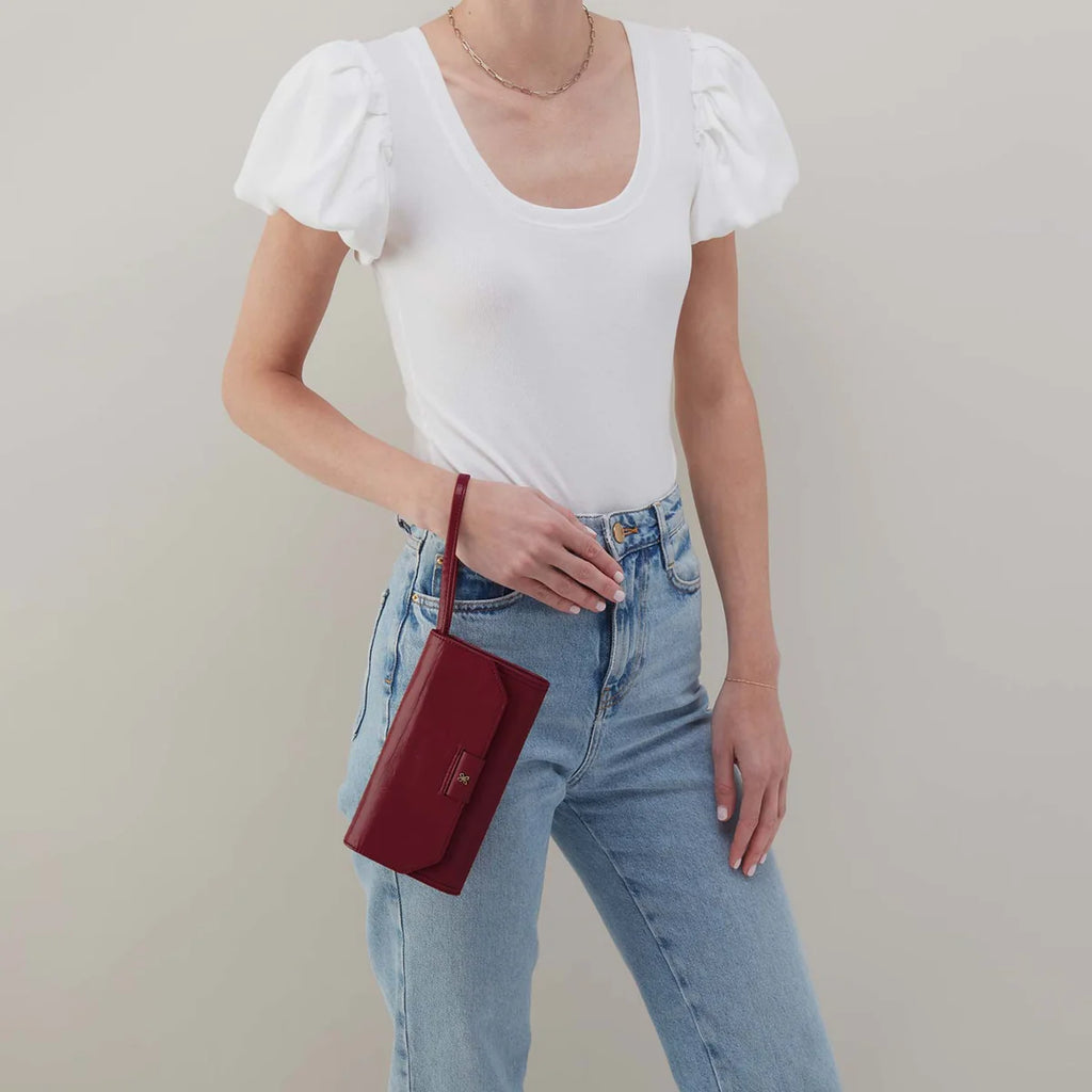 Hobo International Women's Leather Romy Clutch Wallet Crossbody Saddleberry