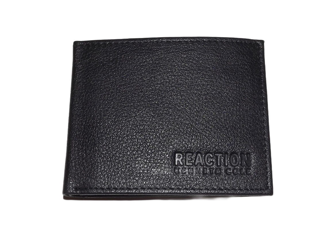 Kenneth Cole Men's Pebbled Grain Leather Bifold Passcase Wallet Black