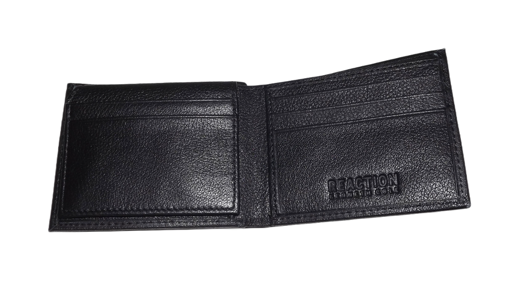 Kenneth Cole Men's Pebbled Grain Leather Bifold Passcase Wallet Black