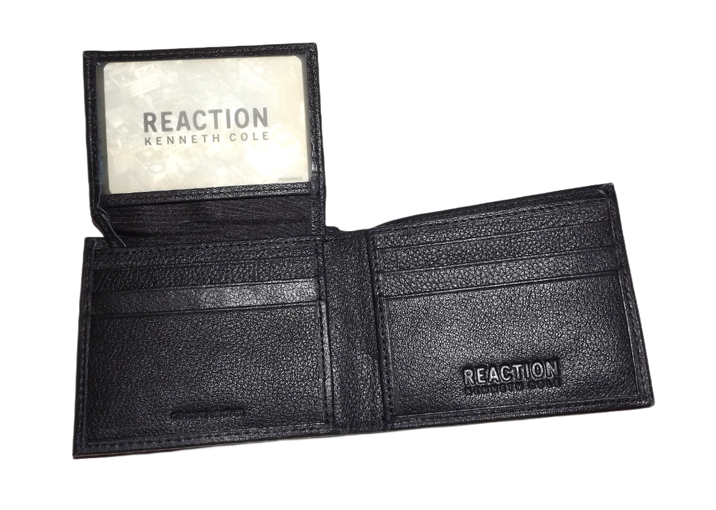 Kenneth Cole Men's Pebbled Grain Leather Bifold Passcase Wallet Black