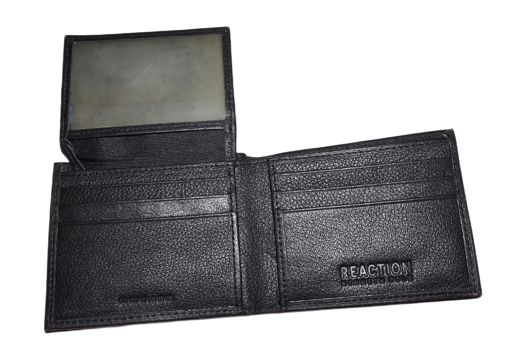 Kenneth Cole Men's Pebbled Grain Leather Bifold Passcase Wallet Black