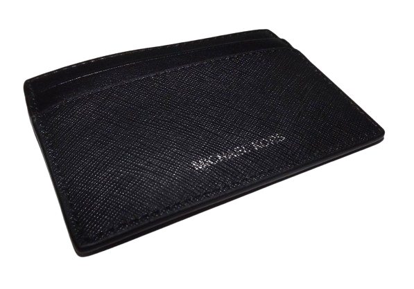 Michael Kors Leather Andy Slim Front Pocket Card Case Wallet Black