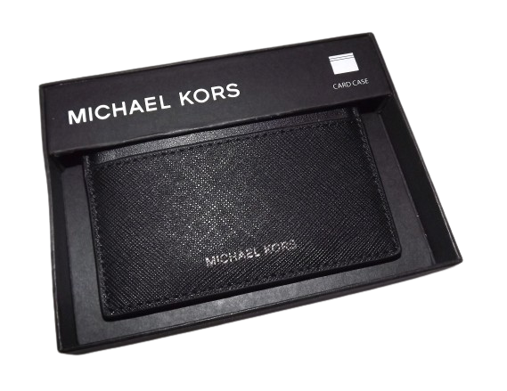 Michael Kors Men's Leather Andy Slim Front Pocket Card Case Wallet Black