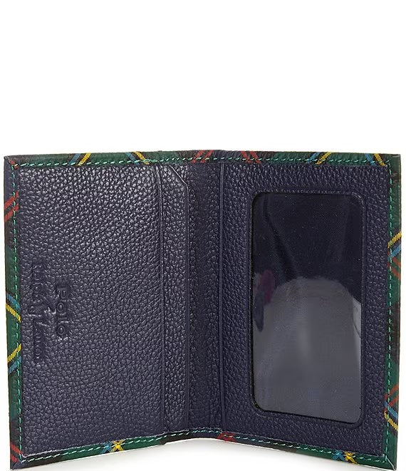 Polo Ralph Lauren Men's Leather Front Pocket Card Case ID Wallet Tartan Plaid