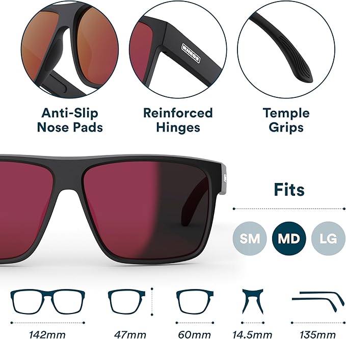 Rheos Biscayne Floating Polarized Sunglasses Thermal Lens Matte Black Frame