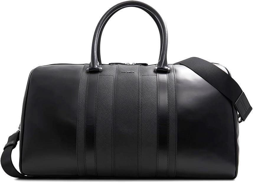 Ted Baker of London Lewes Leather 19" Carry-on Weekender Duffel Bag Black