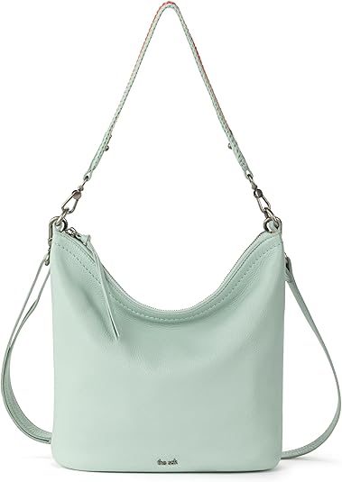 The Sak Women's Leather Jasmine Bucket Crossbody Shoulder Bag Aqua