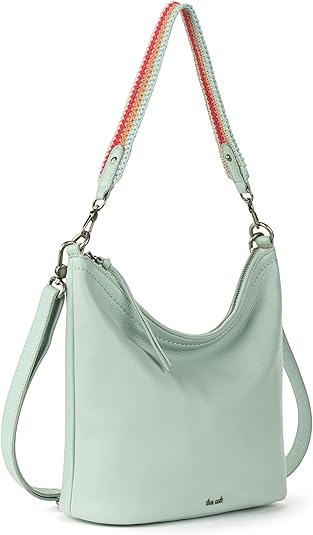 The Sak Women's Leather Jasmine Bucket Crossbody Shoulder Bag Aqua