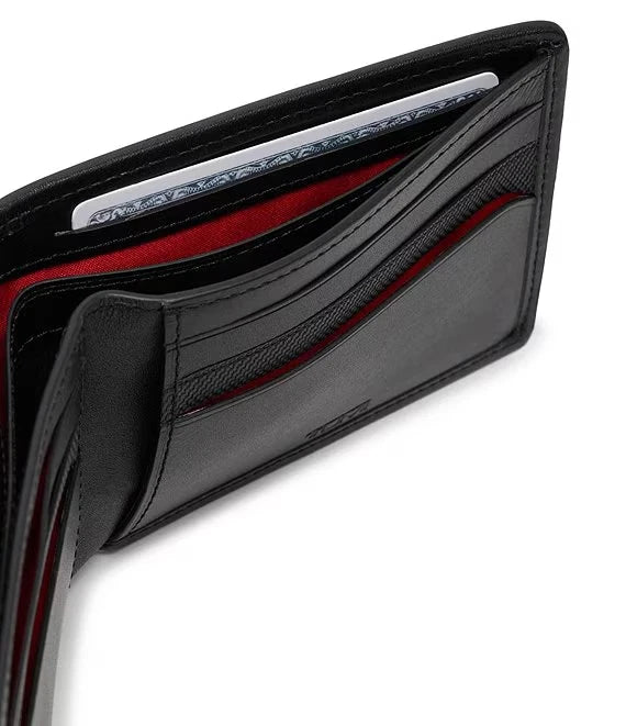 Tumi Men's Alpha Double Billfold 6 Pocket Wallet Black / Red