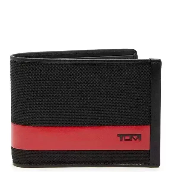 Tumi Alpha Men's Double Billfold Wallet Black / Red