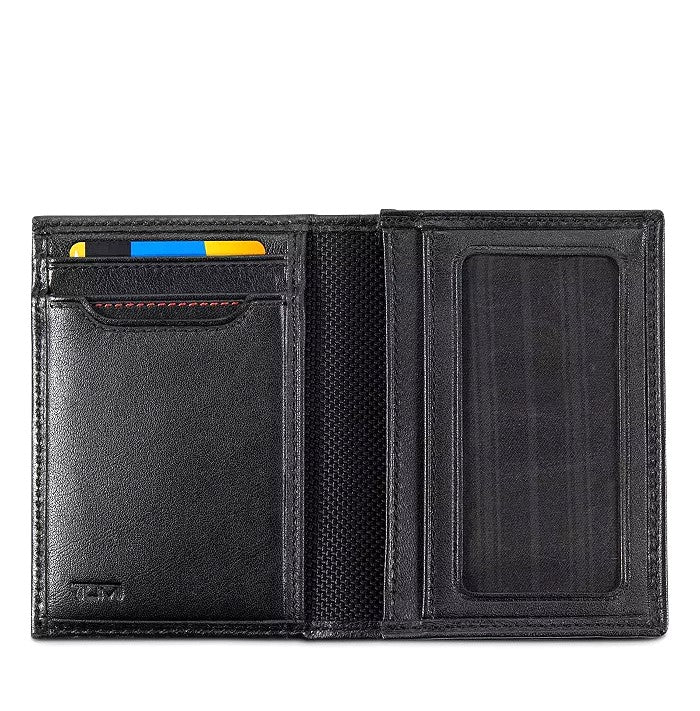 Tumi Delta Leather ID Lock Gusseted Card Case Wallet Black