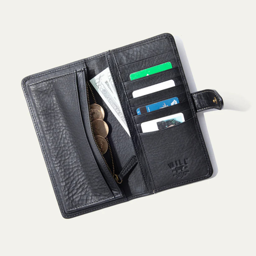 Will Leather Goods Women's Signature Hair on Hide Wristlet Clutch Wallet Black