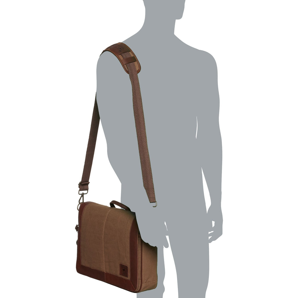 Will Leather Goods Commuter Collection Laptop Messenger Brief Bag Tobacco