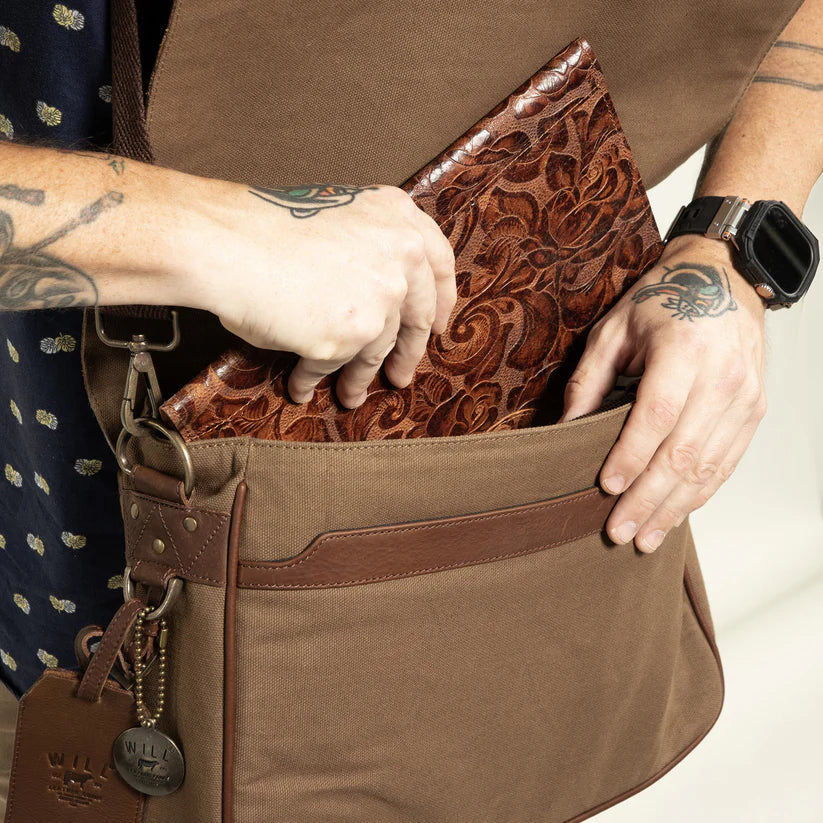 Will Leather Goods Commuter Collection Laptop Messenger Brief Bag Tobacco