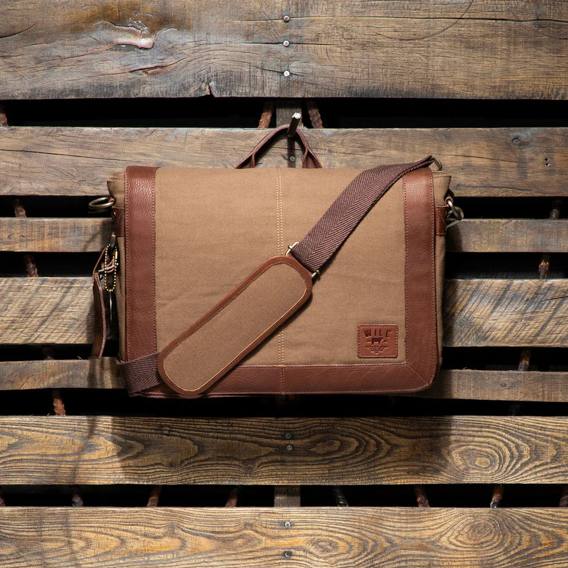Will Leather Goods Commuter Collection Laptop Messenger Brief Bag Tobacco