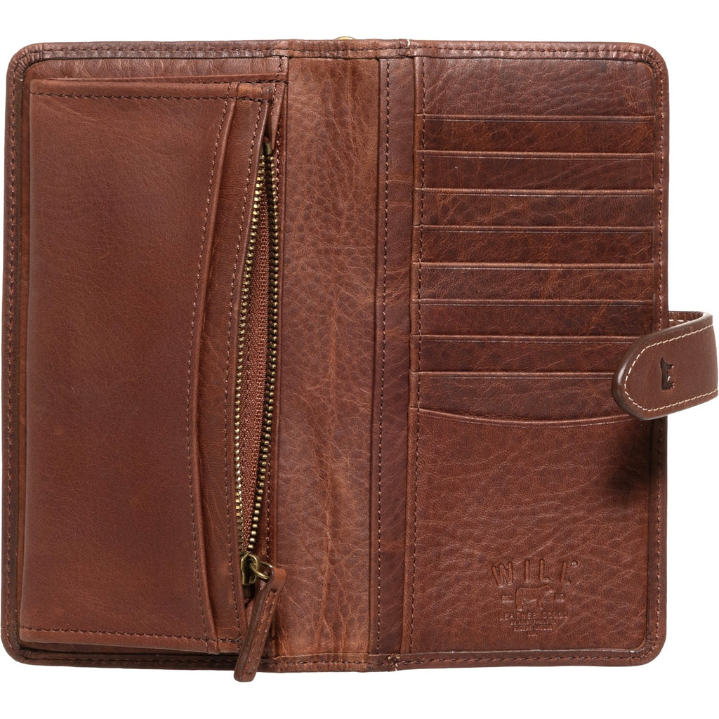 Will Leather Goods Women's Signature Hair on Hide Wristlet Clutch Wallet Brown