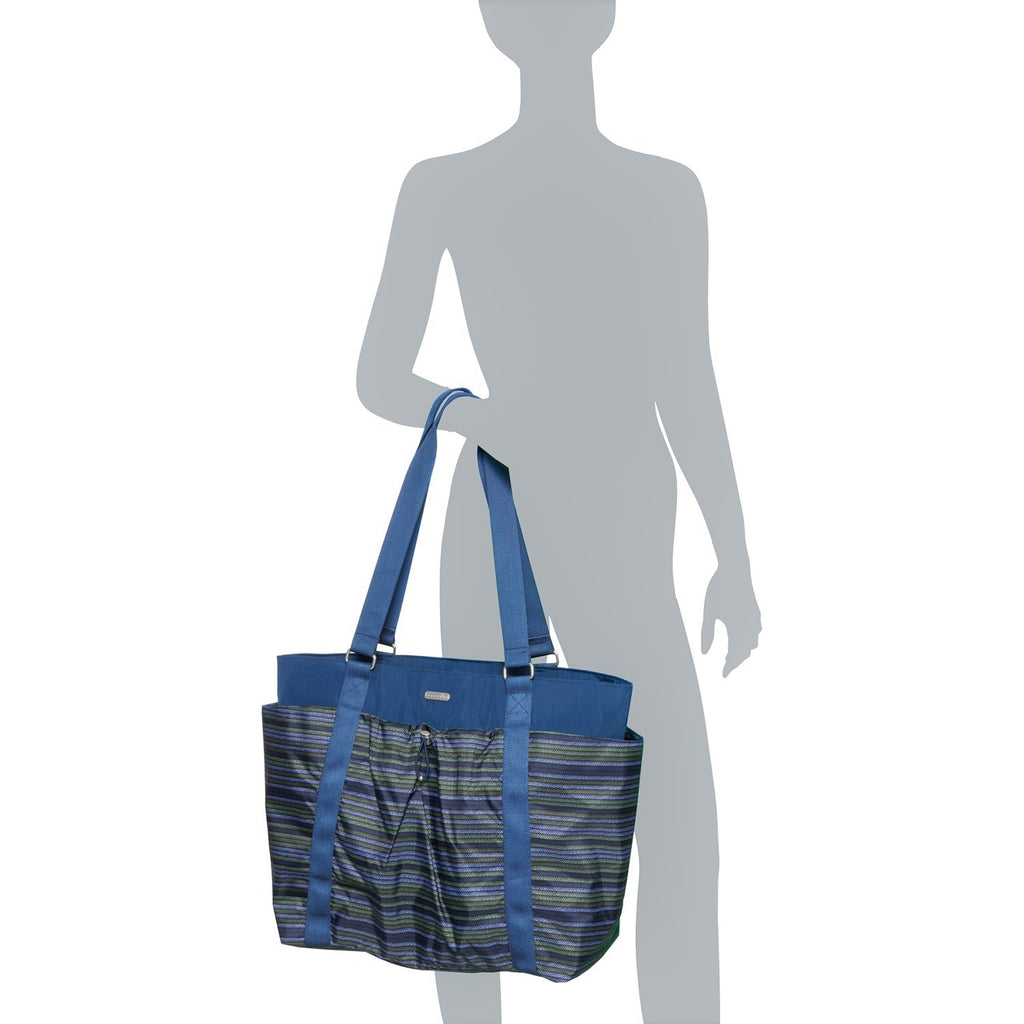 Baggallini Women's Have It All Large Weekender Tote Bag Blue Beach Str