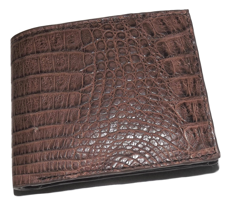 Baglioni Crocodile Bifold Change Pocket Wallet Brown
