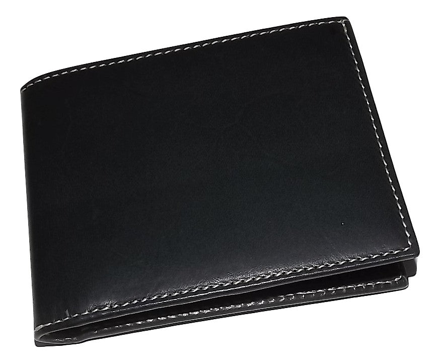 Baglioni Italia Belting Leather Bifold 6 Pocket Wallet Black